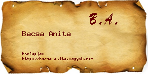 Bacsa Anita névjegykártya